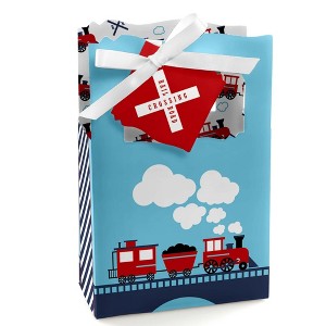 Big Dot of Happiness Railroad Party Crossing - Steam Train Birthday Party or Baby Shower Favor Boxes - Set of 12 - 1 of 4