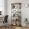 Hush Sun 6-Tier Industrial Bookshelf, 73.6" Tall Rustic Bookcase with Metal Frame, Vintage Wood Shelf for Home & Office - 3 of 4