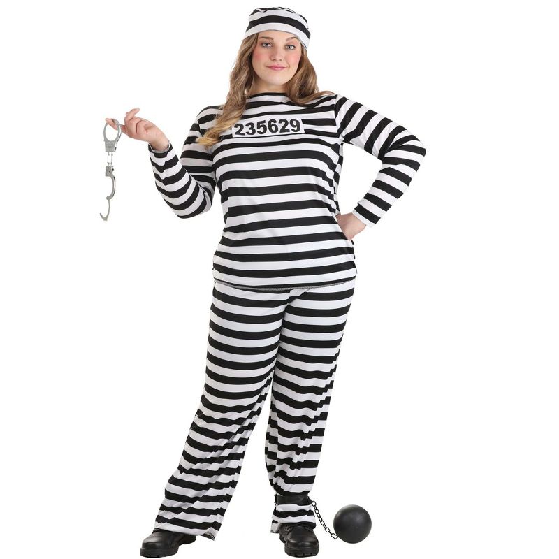 HalloweenCostumes.com Women's Striped Prisoner Costume, 2 of 9