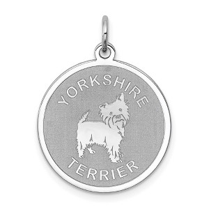 Black Bow Jewelry Sterling Silver Laser Etched Yorkshire Terrier Dog Pendant, 19mm - 1 of 4
