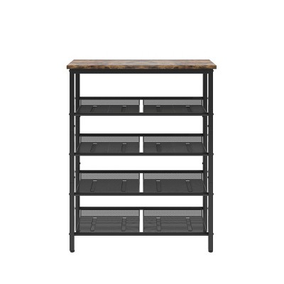 GlasFlength Shoe Racks 4 Tier Shoe Rack Long Shoe Rack Shoe Organizer Free Standing Shoe Rack for Living Room, Black, 30"*11.5"*37"