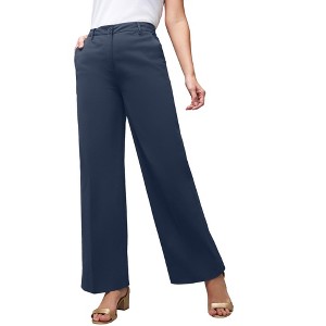 Jessica London Women's Plus Size Stretch Cotton Chino Wide-Leg Trouser - 1 of 4