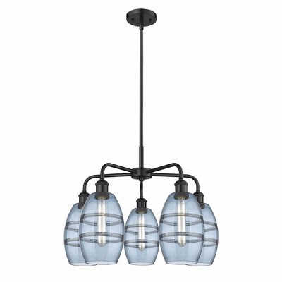 Vaz - 5 Light Stem Hung Chandelier In Industrial Style-13.63 Inches Tall and 23.88 Inches Wide