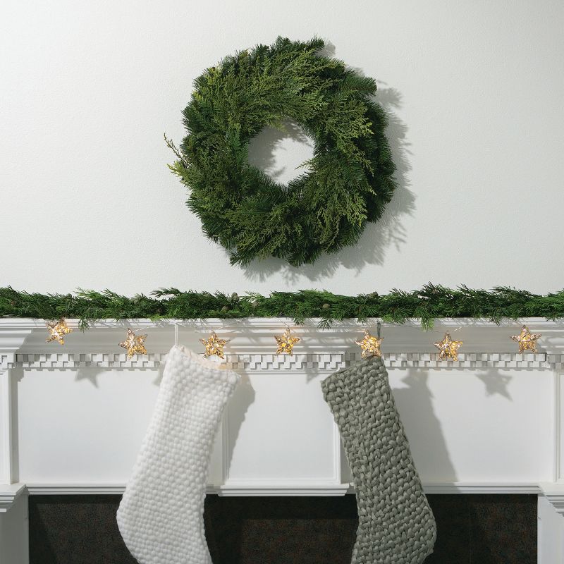 24"H Sullivans Lush Green Douglas Fir Wreath, Green Winter Wreaths For Front Door, 4 of 5
