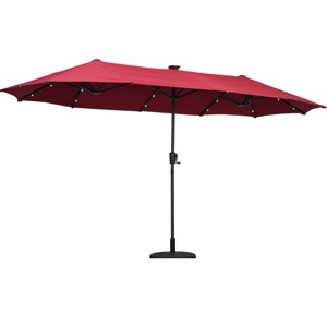 Ainfox 13ft Outdoor Patio Umbrella with Solar Lights and Round Umbrella Base - 1 of 4