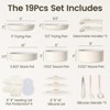 Itopfox 19-Piece Ceramic Nonstick Cookware Set with Detachable Handles, Induction Safe Pots and Pans, Dishwasher Oven Safe, Granite Grey and White - 2 of 4