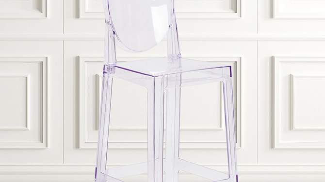 Emma and Oliver Ghost Barstool with Oval Back in Transparent Crystal, 2 of 13, play video