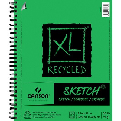 Canson XL Recycled Sketch Pad, 9 x 12 Inches, 50 lb, 100 Sheets