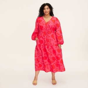 Women's Classic Rose Linen Long Sleeve Maxi Dress - kate spade new york x Target Pink/Red - 1 of 4