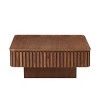 Modern 35" Wood Lift Top Coffee Table with Hidden Storage, Square Drum MDF Wood Veneer Coffee Table for Living Room Bedroom - Coolbibila - 3 of 4