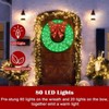 26 Inch Lighted Christmas Wreath Outdoor Wall Door Decoration Green Flocked Artificial Pine Leaves Waterproof Holiday Home Decor - 3 of 4