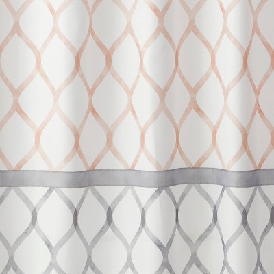 Dancing Lattice Fabric Shower Curtain Gray/Blush - SKL Home