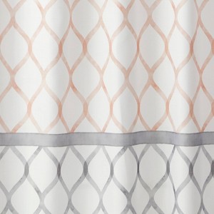 Dancing Lattice Fabric Shower Curtain Gray/Blush - SKL Home - 1 of 3