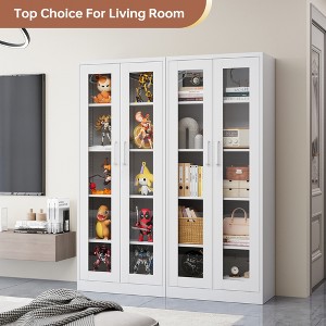 Mlezan Display Cabinet: Glass Doors, 4 Adjustable Shelves, Locking Case. Ideal for Home, Office, or Clinic. Assembly Required. - 1 of 4