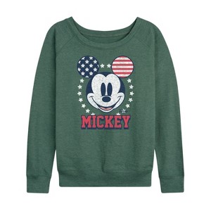 Women's - Disney - Americana Lightweight French Terry Wide Neck Long Sleeve Shirt - 1 of 4