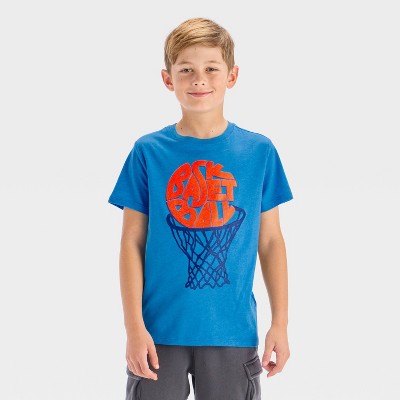 Boys' Short Sleeve Basketball Hoop Graphic T-Shirt - Cat & Jack™ Blue