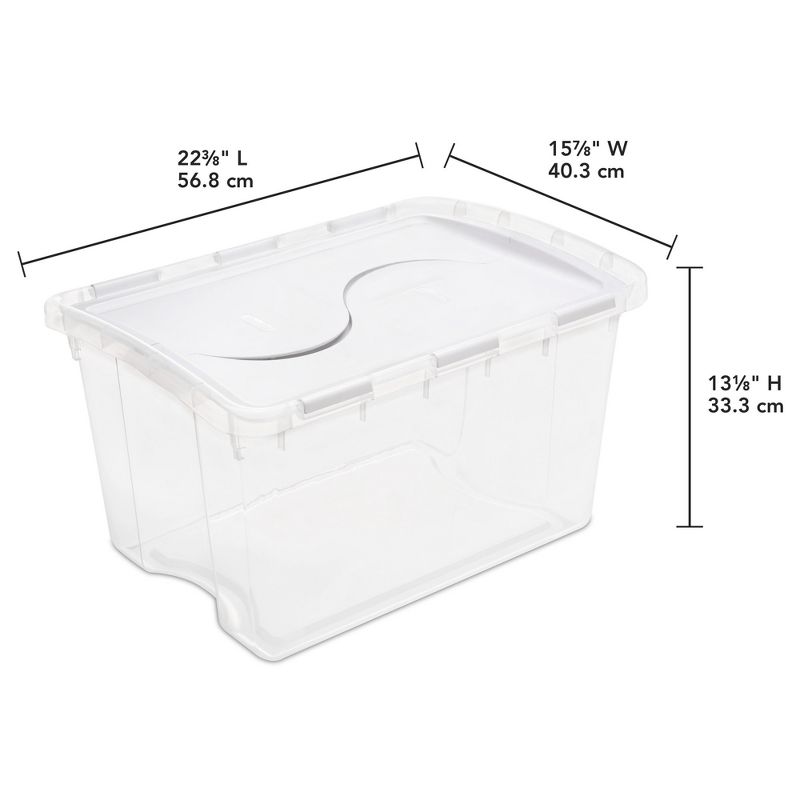 Sterilite Clear Hinged Lid Storage Tote Box Container with Attached Hinged Lids for Home Organization, 4 of 7