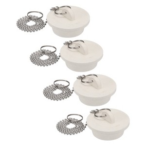 Unique Bargains Rubber Stainless Steel Beaded Chain with Pull Ring Drain Stopper 4 Pcs - 1 of 4