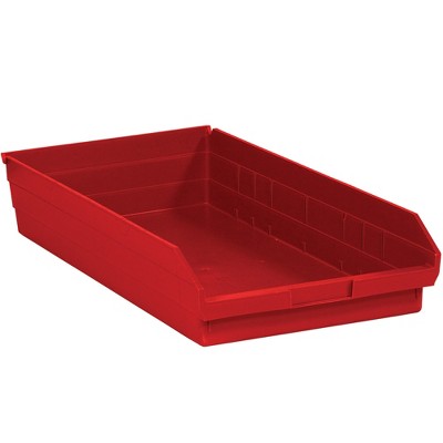 Box Partners Plastic Shelf Bin Boxes 23 5/8" x 11 1/8" x 4" Red 6/Case BINPS124R