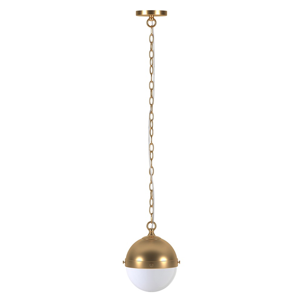 Hudson and Canal 9" Wide Pendant: Adjustable Chain, UL Listed, Metal/Glass Fixture