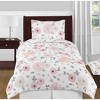 3pc Watercolor Floral Twin Kids' Sheet Set Pink and Gray - Sweet Jojo Designs: Bed Sheet Set, Microfiber, Includes Pillowcase - image 2 of 3