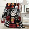 Movie Popcorn Print Flannel Throw Blanket, Preppy Style, Perfect for All Seasons, Great for Birthday, Christmas Gifts. - 3 of 4