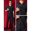 Lars Amadeus Men's Metallic Short Sleeves Summer Disco Party Sparkly Sequins Shirt - 4 of 4