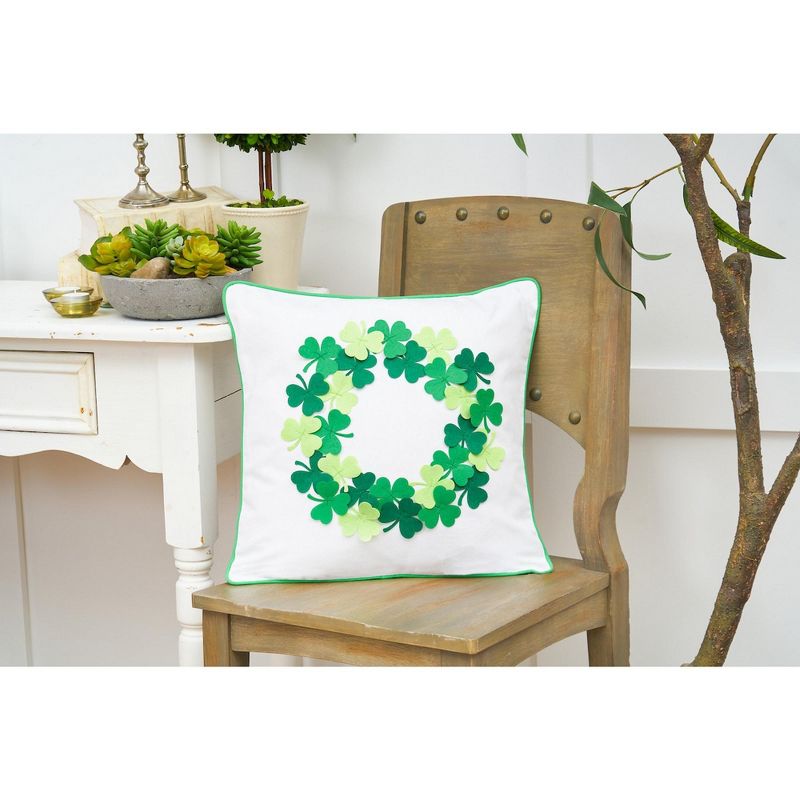 C&F Home Clover Wreath Applique 18 X 18 Inch Throw Pillow St. Patrick's Day Decorative Accent Covers For Couch And Bed, 2 of 6