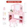 Kids Vanity Set with Tri-Fold Mirror & Stool - Pink Pretend Play Makeup Desk for Girls 3+ - Toddler Dressing Table with Storage Drawers - 4 of 4