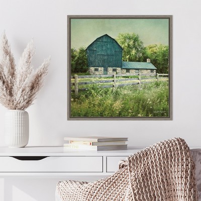 Blissful Country Barn Summer Framed Canvas Wall Art