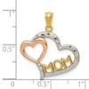 Black Bow Jewelry 14k Two Tone Gold and White Rhodium Mom and Heart Pendant, 20mm - 4 of 4