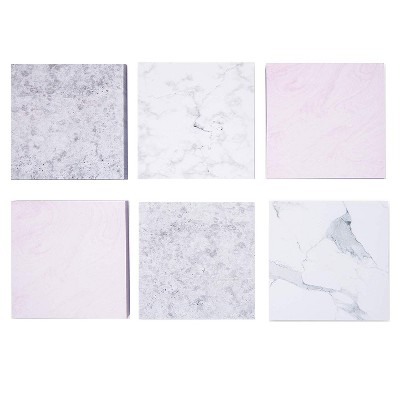 Paper Junkie 6-Pack Marble Adhesive Sticky Note Pads, 6 Designs, 100 Sheets, 3.5 inches