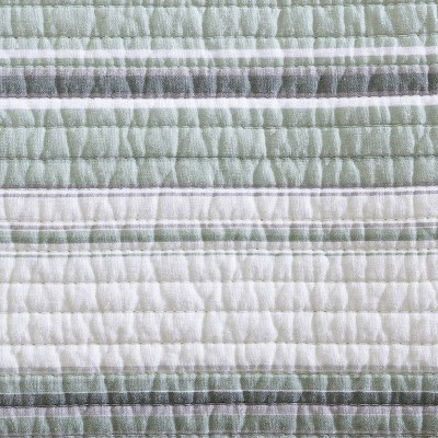 Fresno Green Cotton Reversible Full Quilt Set