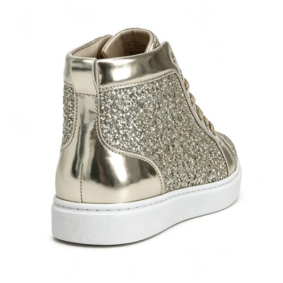 Bangka Men's High Top Sneakers Fashion Glitter Blink Lace Up Dress Shoes, gold-9.5 — фото 6