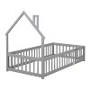 CAVINAS Twin/Full Size Bed Frame with House-Shaped Headboard & Fences,Modern Floor Bed for Kids Room,Bedroom - 4 of 4