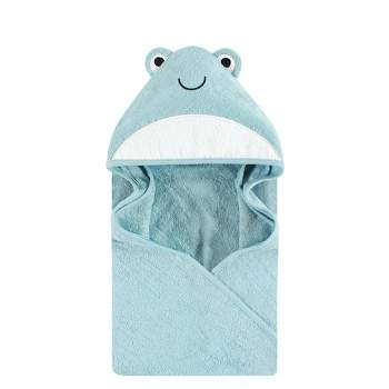 Hudson Baby Unisex Baby Cotton Animal Face Hooded Towel, Cool Frog, One Size