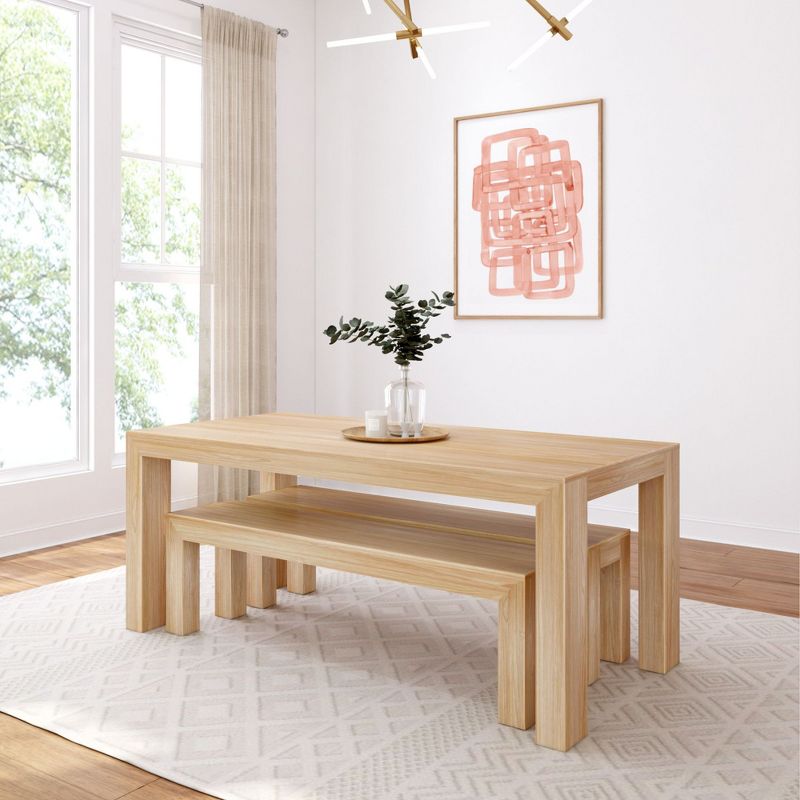 Plank+Beam Farmhouse Dining Table Set with 2 Benches, Table for Dining Room/Kitchen, Seats 6, 72 Inch, 2 of 3