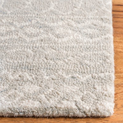 Aqua and Ivory Hand-Tufted Wool 8' x 10' Area Rug