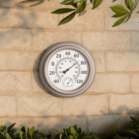 Wall Thermometer - 8-inch Decorative Indoor/outdoor Temperature And  Hygrometer Gauge - For Home, Patio, Porch, Or Sunroom By Nature Spring  (bronze) : Target