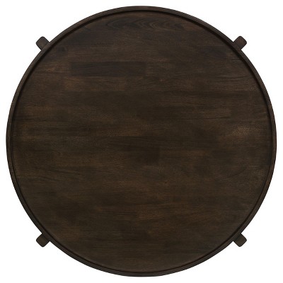 Round Dark Brown Solid Wood Coffee Table