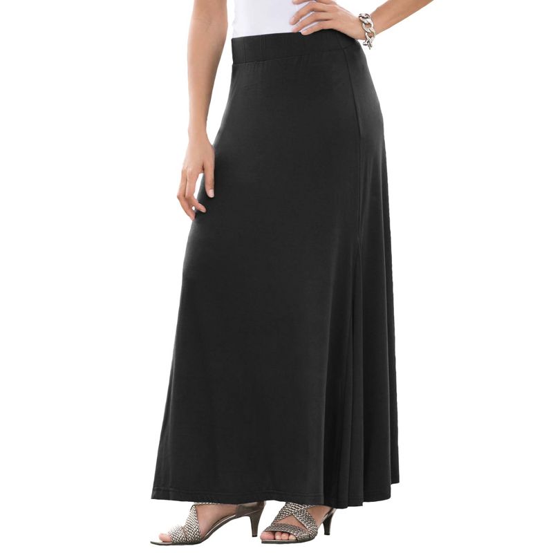Jessica London Women's Plus Size Casual Wide Elastic Pull-On Lightweight Maxi Skirt, 1 of 2