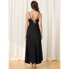 cheibear Womens Satin Sleeveless Nigthgown Lace Trim Sleep Dress Sleepwear Pajama Dress - 3 of 4