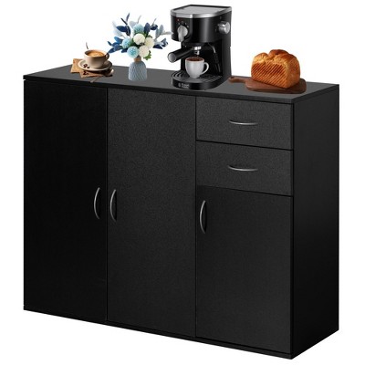Basicwise 33" Sideboard Buffet Cabinet with Storage, Spacious Table Top, Large Drawers, and Adjustable Shelf - Kitchen Organizer and Storage