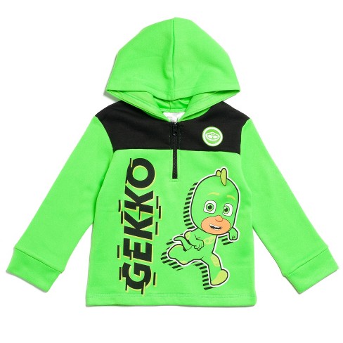 PJ Masks Gekko Toddler Boys Fleece Half Zip Hoodie Green 3T