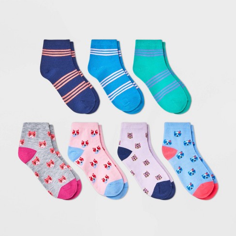 Cat & Jack Ankle Socks - 7 pair - Dinosaur, Shark, Space, Stripes