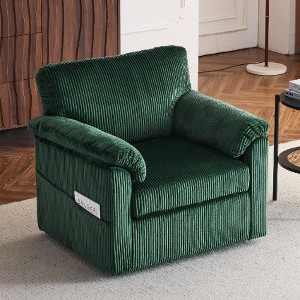 CAVINAS 33 Inch Oversized Swivel Corduroy Lounge Chair, Single Sofa Chair with Plush Cushion, for Small Spaces - 1 of 4