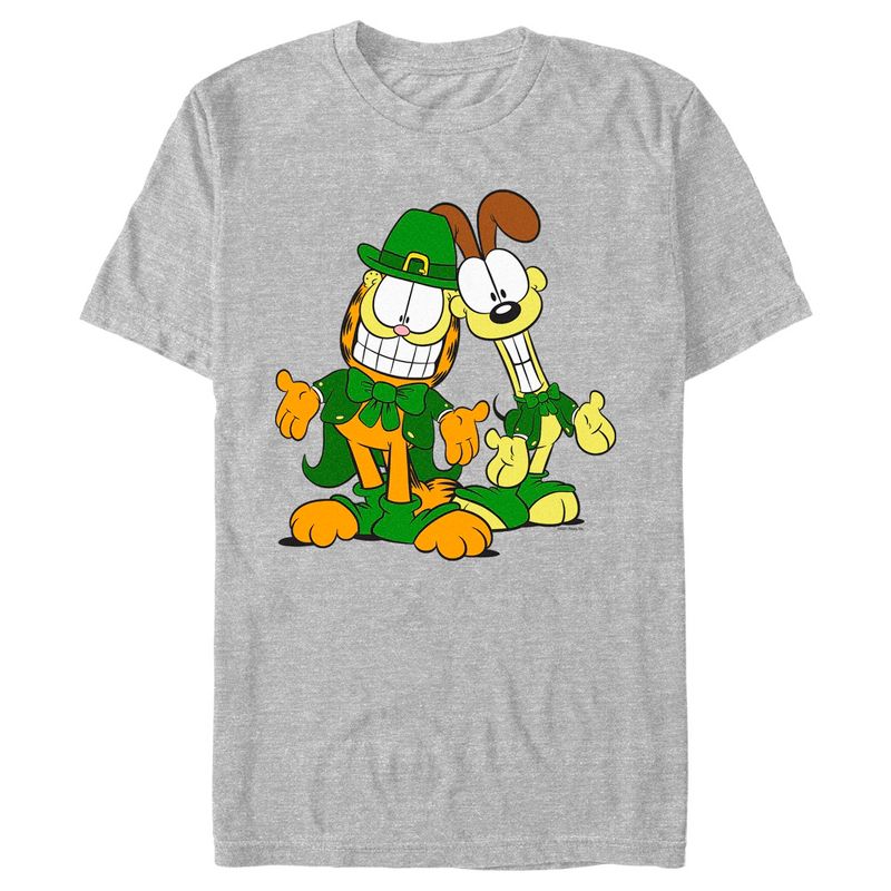 Men's Garfield St. Patrick's Day Odie and Garfield Leprechaun Duo T-Shirt, 1 of 6