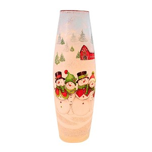 Stony Creek 11.75 In Happy Snowman Pre-Lit Lg Vase Christmas Lighted Glass Accent , Christmas Decor Winter Snowflakes (1PC) - 1 of 4