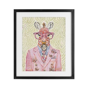 Stupell Industries Pink Zebra over Green Framed Print Under Glass