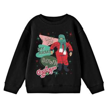 A Christmas Story I Can't Put My Arms Down Crew Neck Long Sleeve Black Youth Sweatshirt